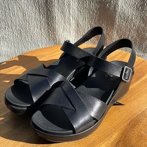 Kork-Ease Myrna 2.0 Cross Band Leather Sandals Black Size 8